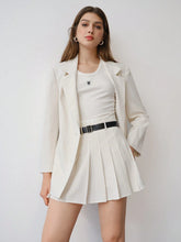 MOTF STUDIO STRIPED PLEATED BELTED SKIRT